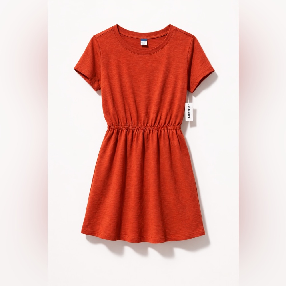 NWT Old Navy Orange T-Shirt Dress Cinched Waist Short Sleeve Casual Size M